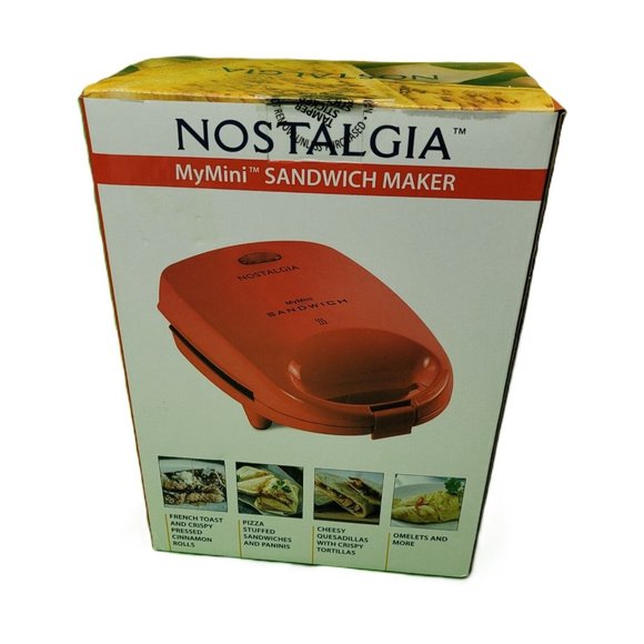 Nostalgia-My Mini Red Non-Stick Compact Sandwich Maker-Grilled Cheese-Omelets - Picture 3 of 8